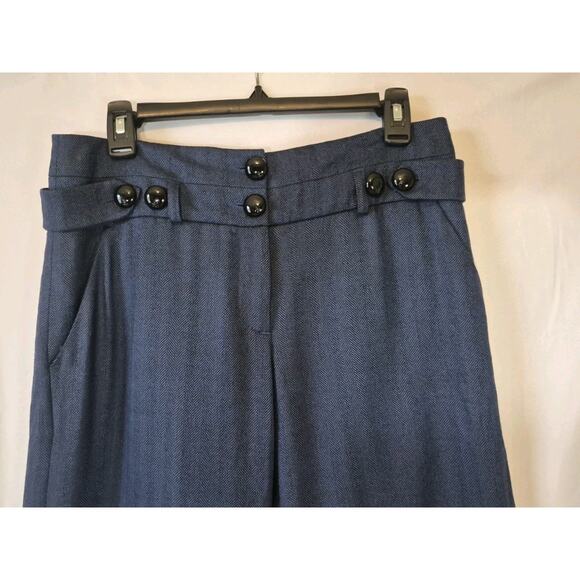 Anthropologie Taikonhu Womens Navy Herringbone Wide Leg Pants US 14 - Picture 3 of 6